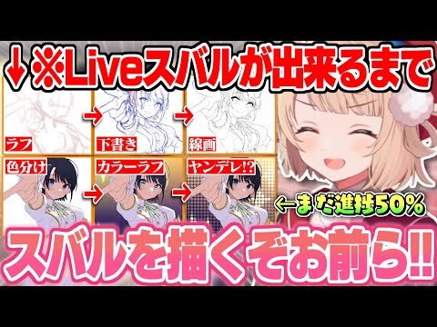 時々虚無になるもプロの技術でライブで輝く愛娘”アイドルスバル”を描き上げるしぐれうい【しぐれうい 大空スバル イラストレーター 切り抜き ホロライブ 】